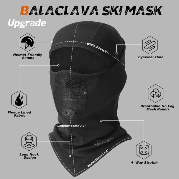 Breathable Warm Face Mask for unisex Face Cover for Cold - Picture 2 of 8